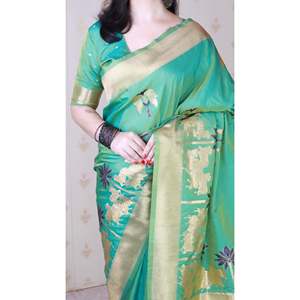 <b>Green</b> Soft <b>Silk</b> Saree with Kamdhenu Weaves Zari Woven Club Dresses Elegant and Comfortable <b>Green</b> <b>Silk</b> Saree - Product Image 3