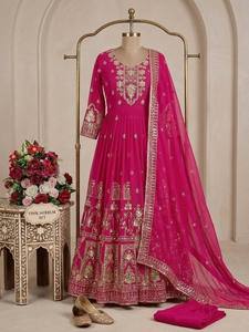 Launching New Design Trending Fox Georgette With Embroidery 5mm Sequences Work Gwon&Pent&dupatta Reddy To Wear Look - Product Image 4
