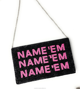 Bolso de Fiesta Elegante, Diseño Personalizado, Patrón Geométrico Multicolor, Nombre, Eslogan, Bolso de Noche, Nupcial, de Lujo, con Cuentas, Plegable - Product Image 2