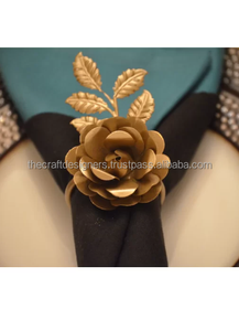 Feuille coulée de haute qualité fini or métal ronds de serviette vaisselle décoratif serviette ronds de serviette porte-mouchoirs bas prix - Product Image 5