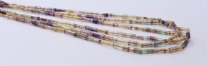 Perles de fluorite naturelle en forme de tube, 3x8 mm, perles de pierre précieuse de fluorite en tube long, perles de fluorite multicolores pour la création de bijoux - Product Image 3