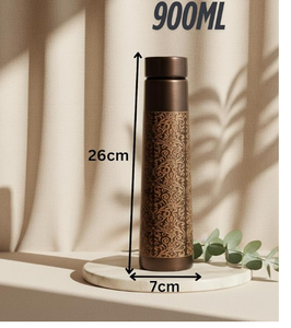 Botella de Agua de Cobre de 1 Litro, Martillada, Ayurvédica, para el Bienestar, Hecha a Mano, con Tapa Hermética, Apta para Beber, Viajar y Hacer Senderismo - Product Image 3