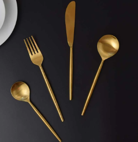 Ensemble de couverts de luxe en acier inoxydable rose doré, ensemble de couverts en cuivre bronze de qualité supérieure, design moderne, vaisselle, couteau, fourchette - Product Image 2
