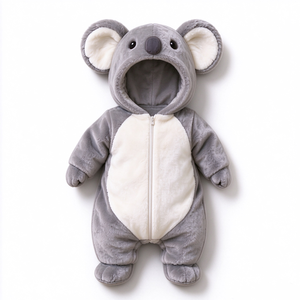 Combinaison koala en peluche unique pour bébé, barboteuse koala, tenue bébé en peluche, combinaison à capuche koala, costume animal pour nouveau-né - Product Image 4