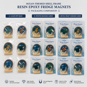 Collection d'aimants de réfrigérateur en résine époxy sur le thème de l'océan, souvenirs d'animaux marins, cadeaux côtiers, vente en gros, logo personnalisé - Product Image 6