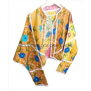 เสื้อแจ็คเก็ตผ้าฝ้ายคันธาคุณภาพดีเยี่ยม งานแฮนด์เมด คอจีน แขนยาว เหมาะสำหรับฤดูหนาว แฟชั่นสำหรับผู้หญิง ความยาวปกติ ระบายอากาศได้ดี - Product Image 4