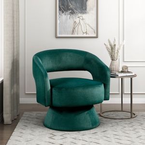 Poltrona Girevole Moderna di Lusso 1 pz in Velluto Verde con Struttura in Legno Massello, Elegante Arredamento per Soggiorno - Product Image 1