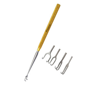 PISSCO Crochet cutané chirurgical à double pointe, rétracteur cutané à manche doré, en acier inoxydable, 1 pièce - Product Image 3