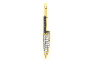 Pendentif Couteau Plaqué Or avec Strass en Cristal Style Hiphop Bijou Unisexe Cadeau Charmant - Product Image 1