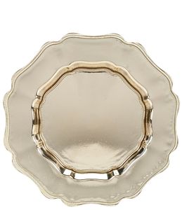 Plato de presentación antiguo de estaño, platos y vajilla de latón, estilo floral, apto para contacto con alimentos - Product Image 4
