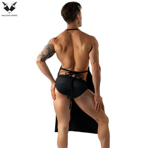 Sexy Leather <b>Apron</b> Men’s Clubwear Bib Uniform Solid <b>Black</b> Faux Leather Party Wear <b>Apron</b> Adjustable Neck Straps - Product Image 4