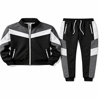Ensemble de survêtement réversible en tricot 100 % polyester 120 g pour homme, grande taille, imprimé par transfert thermique, blocs de couleur, veste zippée et pantalon de jogging