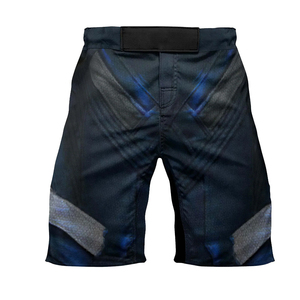 Pantalones Cortos de MMA para Deportes de Contacto, Entrenamiento de Artes Marciales, con Líneas Blancas y Negras, Elásticos, Transpirables, Ligeros, de Tela de Poliéster - Product Image 3