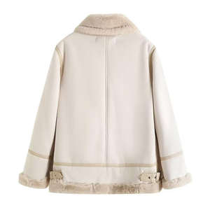 Vestes chaudes épaisses pour femmes, mode automne-hiver 2022, manteau vintage à manches longues avec poche latérale, vêtements d'extérieur féminins, hauts chics - Product Image 2