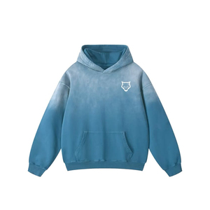 Sudadera con Capucha Unisex Tie Dye Degradado Azul 100% Algodón Antiarrugas Oversize Casual con Bolsillo Frontal para Logotipo - Product Image 1