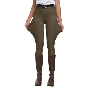 Pantalones de equitación de silicona de alta calidad para mujer con logotipo personalizado, leggings de cintura alta para montar a caballo, ropa personalizable. - Product Image 3