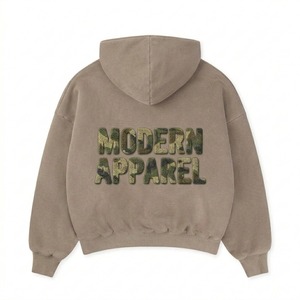 Sweat-shirts surdimensionnés pour hommes, en coton lourd 400 g/m², sans cordon, avec broderie personnalisée en chenille, logo OEM, streetwear de haute qualité. - Product Image 4