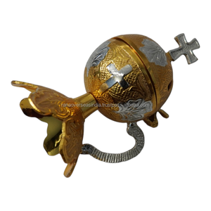 Premium Brass Incense Burner with <b>Cross</b> <b>Top</b> Church Incense Holder for Worship Ceremonies Sacred Decor Hand-made Indian Style - Product Image 3
