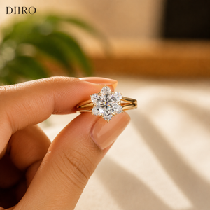 Bague de fiançailles en diamant taille ronde plaqué or jaune 14 carats VVS1, bague de demande en mariage en moissanite certifiée pour femme - Product Image 1
