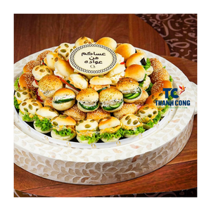 Plateau vietnamien artisanal écologique en gros avec incrustation de nacre pour servir les desserts du Ramadan et de l'Aïd – Cadeau écoresponsable - Product Image 1