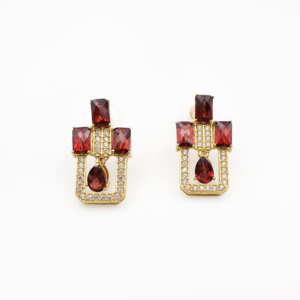 925 Sterling Silver Natural Red <b>Garnet</b> Pendant & <b>Earring</b> Set Gold Plated OEM ODM Fine Jewelry - Product Image 5