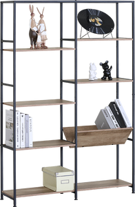 Estantería abierta con estructura metálica y 10 estantes de madera, estantería de almacenamiento de doble columna con exhibición <span class=keywords><strong>en</strong></span> ángulo especializado para oficina y hogar - Product Image 2
