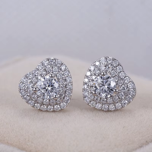 Round Brilliant Cut Diamond <b>Earrings</b> White Gold Classic Women's Wedding Jewelry G Color - Product Image 4