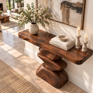 Mesa de Entrada de Madera Maciza de Lujo, Estilo Moderno de Diseñador, Mesa para el Fondo del Sofá, Mesa Decorativa para la Entrada de una Villa/Casa de Lujo - Product Image 1