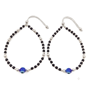 DIVYORO NAZARIYA BLUE EYE SILVER ANKLET - Product Image 1