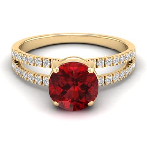 REYES Elegant Design 14K Solid Gold Diamond Engagement <b>Ring</b> <b>For</b> <b>Women</b> Round Brilliant Cut 2 Carat <b>Ruby</b> Gemstone Gifts Jewelry - Product Image 6