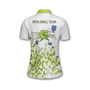 Pickleball Team Women's Short Sleeve Polo Shirt Sublimated Print Moisture Fitted Polyester <b>Sport</b> <b>Apparel</b> Pickleball Jersey - Product Image 3