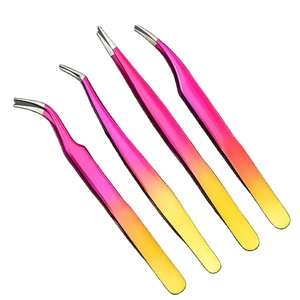 Pincettes à cils en acier inoxydable avec logo personnalisé pince à épiler à pointe en fibre avec pointe pointue marque privée - Product Image 5