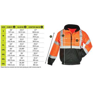 Veste de travail d'hiver haute visibilité en gros, orange et noir, 100 % polyester, pour homme, à capuche, avec poches avant, respirante et coupe-vent - Product Image 5