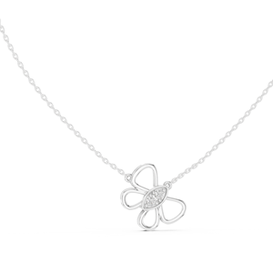 Collar con Colgante de Diamante Floral de 0.16 CT, Plata de Ley 925, Corte Brillante, Diseño de Mariposa, para Uso Diario de Mujer - Product Image 4