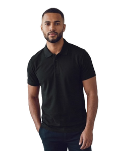 Men's <b>Black</b> Cotton Pique Polo Shirt Short Sleeve Solid Color Casual Regular Fit Knitted Fabric <b>Button</b> Design - Product Image 6
