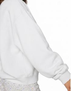 Sudadera Blanca Oversize para Mujer con Cuello Alto, Hombros Caídos, Manga Larga, Tejido de Algodón, Color Sólido, Casual, Transpirable, Otoño - Product Image 5