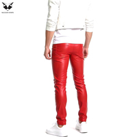 Nuevo y de Alta Calidad: Ropa de Club de Color Rojo Sólido, Ajustada, Ligera, Ultraelástica, con Cierre, de Cuero Sintético, Informal