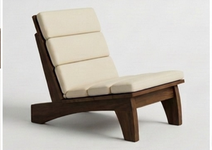 Minimalist Solid <b>Teak</b> Wood Lounge <b>Chair</b> with Cushion - Product Image 3