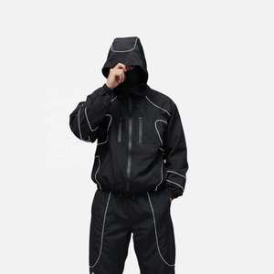 Chándal Deportivo Impermeable Ligero para Hombre, con Capucha, Estampado 2 en 1, Cierre de Cremallera, Mangas Largas, Color Sólido, Bolsillos Laterales, para Invierno - Product Image 1