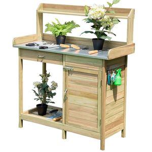 Giardino esterno panca in legno panca da lavoro elegante soluzione di stoccaggio - Product Image 1
