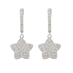 Boucles d'oreilles clous en or 18 carats avec étoile pavée et perle d'eau douce de 1,50 carat - Product Image 2