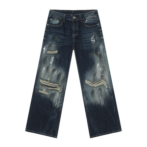 OEM 2026 Men's Designer Denim Jacket Distressed <b>Paint</b> Wash Vintage Loose Fit Denim <b>Set</b> Made By TRIOTAKE INDUSTRY - Product Image 3