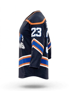 Maillot de hockey sur glace bleu marine sublimé personnalisé, respirant, pour entraînement d'équipe, maillot de hockey sur glace personnalisé avec numéro pour hommes - Product Image 3