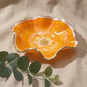 Cuenco de resina de lujo hecho a mano con diseño estilo ángel, plato de resina epoxi naranja hecho a mano, brillo cálido ámbar, cuenco grande de resina - Product Image 4