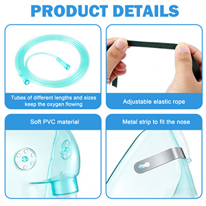 <span class=keywords><strong>Masque</strong></span> à oxygène médical pour adultes et enfants de marque OEM avec tube, tailles S-XL, certifié CE ISO, stérilisé à l'oxygène stérile, dispositif médical de classe I - Product Image 4