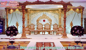 Mandap elegante para bodas tradicionales Gujarati, escenario Mandapam de fibra para Bodas de interior, tema del Palacio de bodas indio Mandap UK - Product Image 3