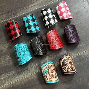 2026 Venta al por mayor de fábrica: Deslizador de pañuelo de cuero genuino de vaca con diseño floral hecho a mano, accesorios elegantes estilo bohemio de alta calidad para mujer - Product Image 5