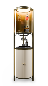 Pillar 2-Section Luxury <b>Bar</b> Cabinet <b>Table</b> – Custom Solid Wood Modern Spinning Design with Premium Wine Storage - Product Image 3