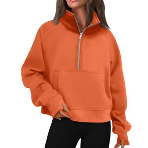 High Quality <b>Ladies</b> <b>Half</b> <b>Zip</b> Sweatshirt Loose Fit Mock Neck Pullover Heavyweight <b>Fleece</b> Hoodie Streetwear Fashion Tops - Product Image 6