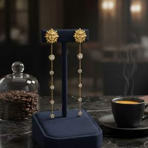 Pendientes Colgantes de Sol de Acero Inoxidable con PVD de Oro de 18K al por Mayor - Product Image 5